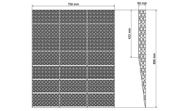 Nájezdová rampa 64 x 890 mm - Barva: Bílá, Šířka: 150 cm